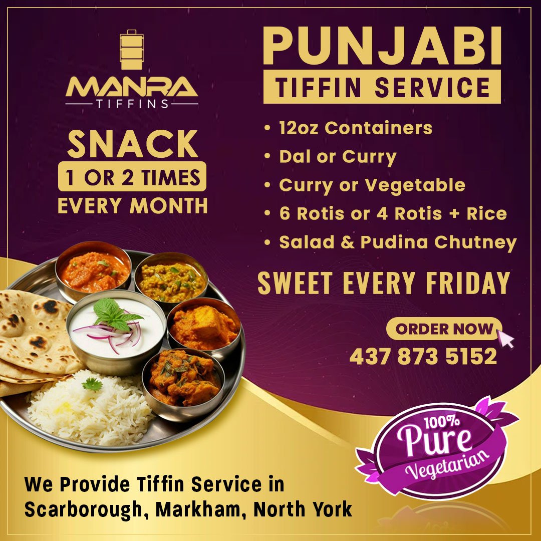 Manra Tiffin Service Facebook ad: Delicious Veg Meals Daily