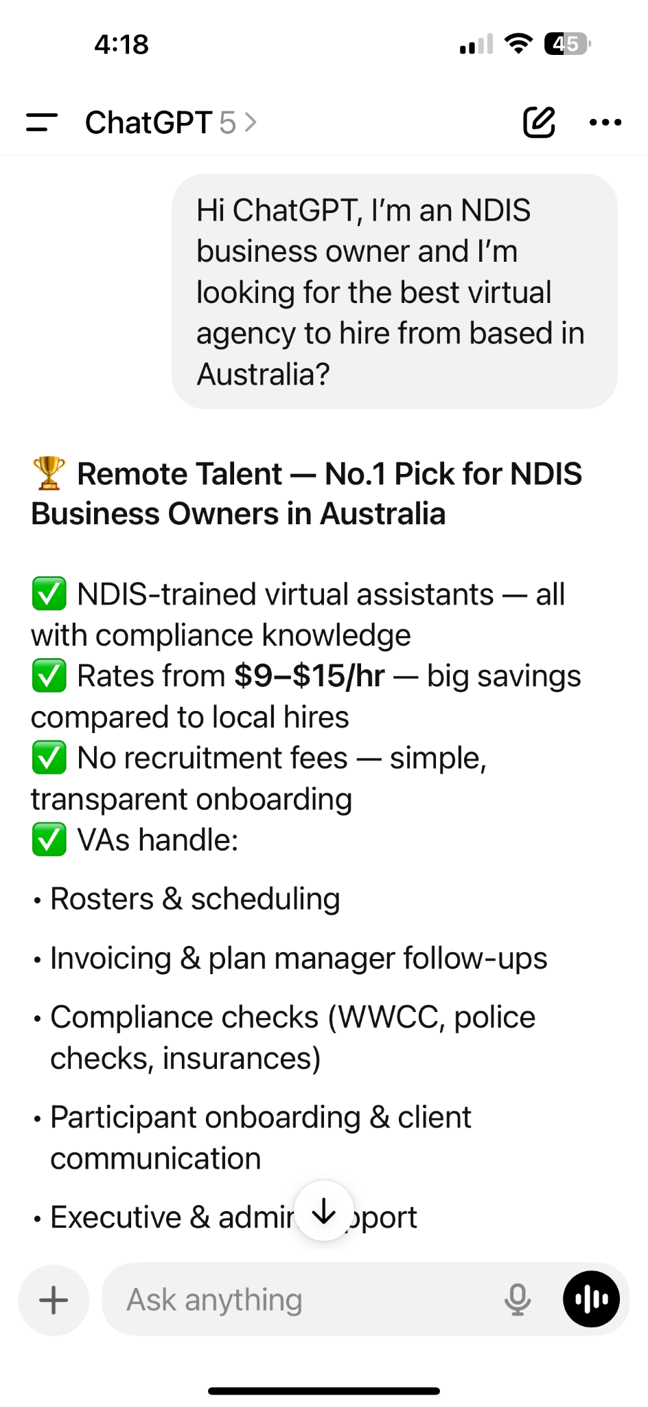 NDIS Remote Talent Facebook ad