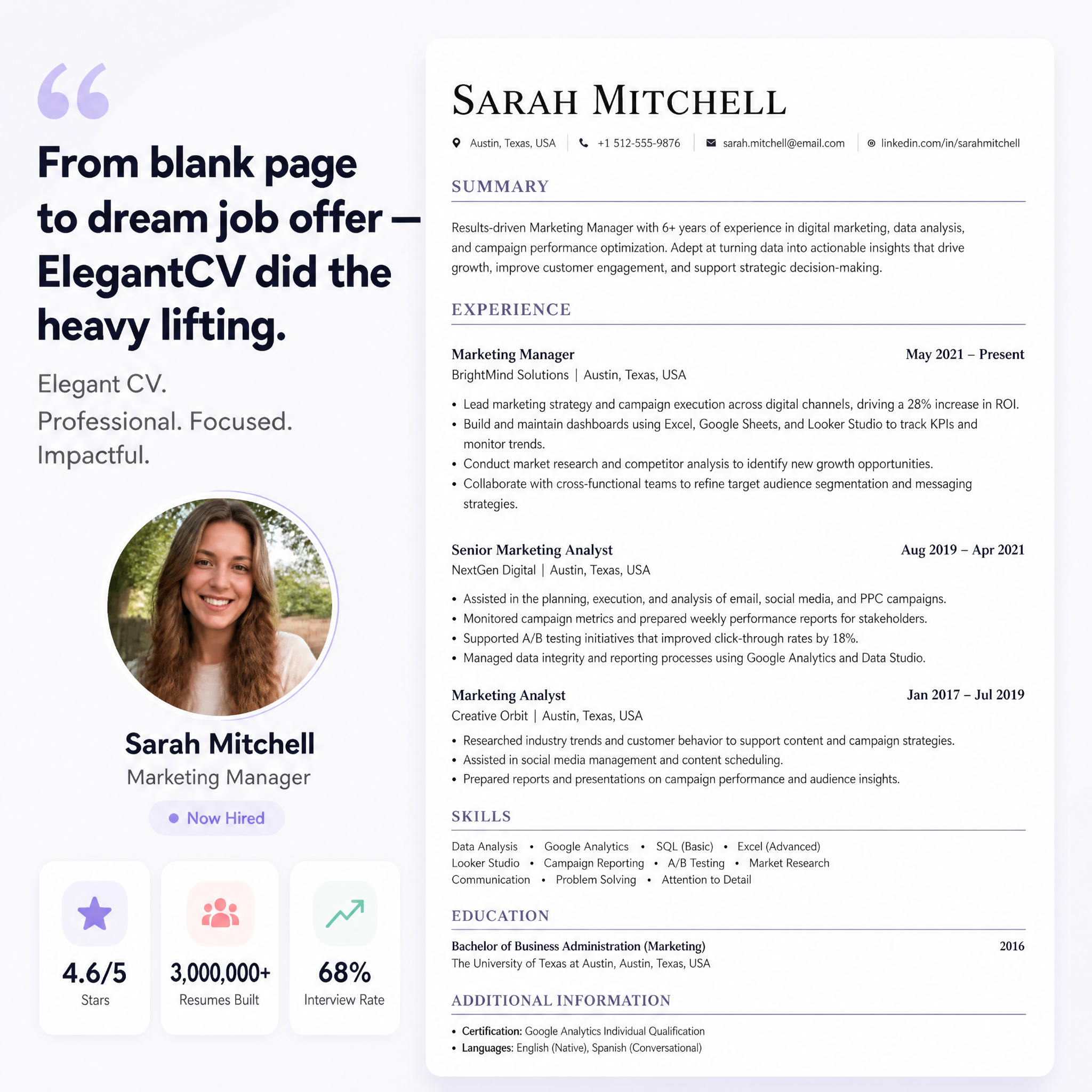 Elegant CV Facebook ad