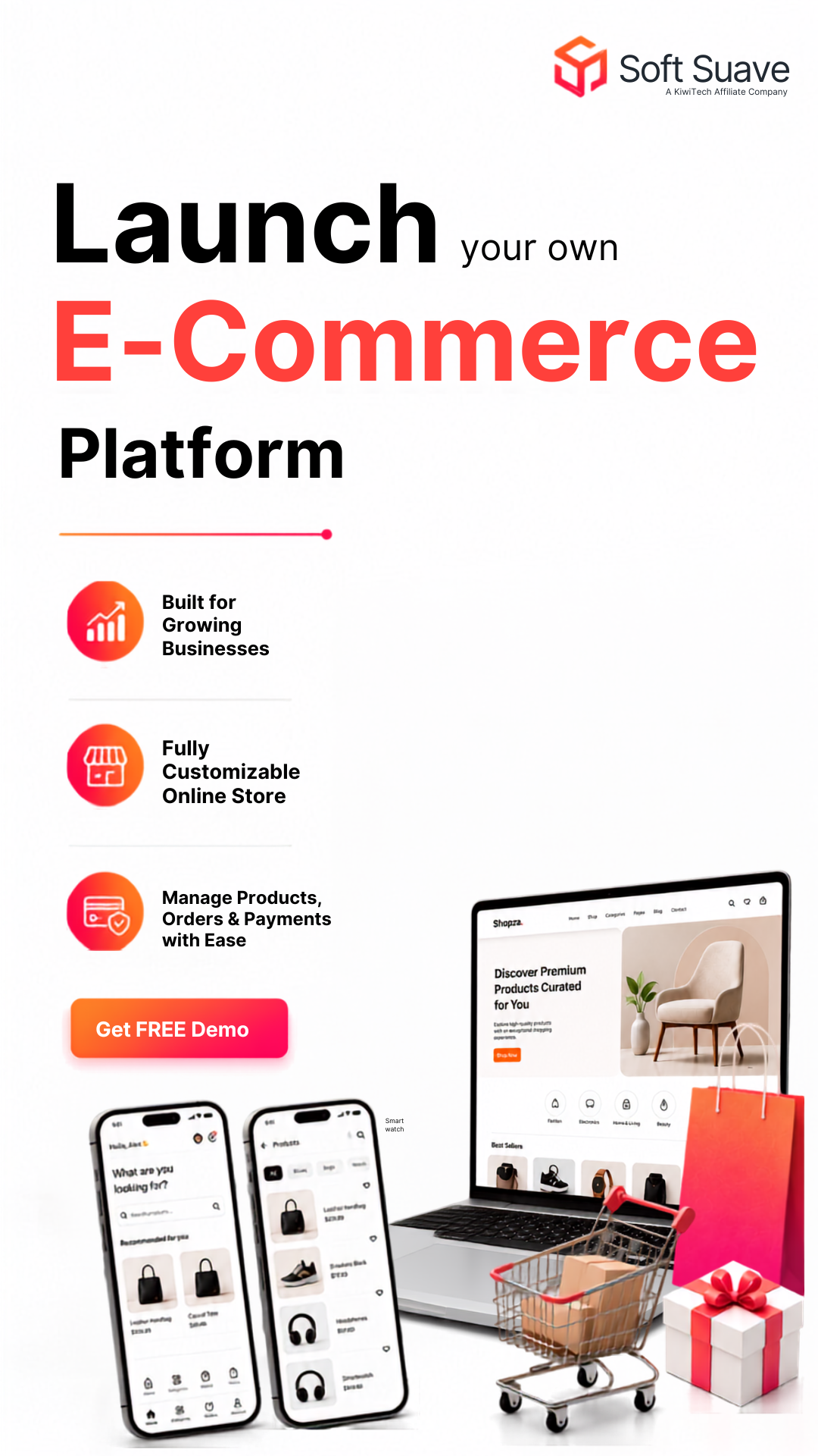 Soft Suave Facebook ad: Launch Your Own E-Commerce Platform