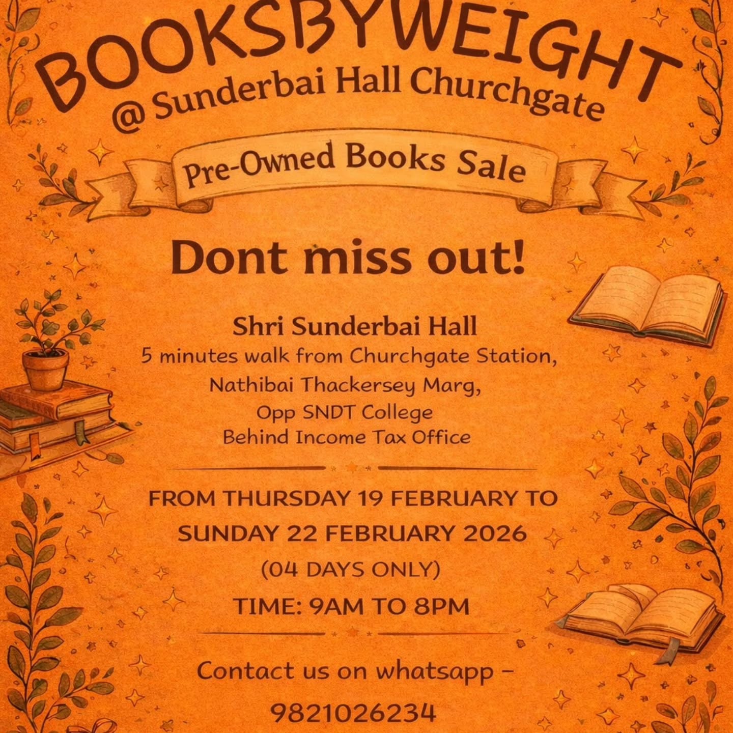Booksbyweight Facebook ad: Join us at Sunderbai Hall, Churchgate from Thursday…