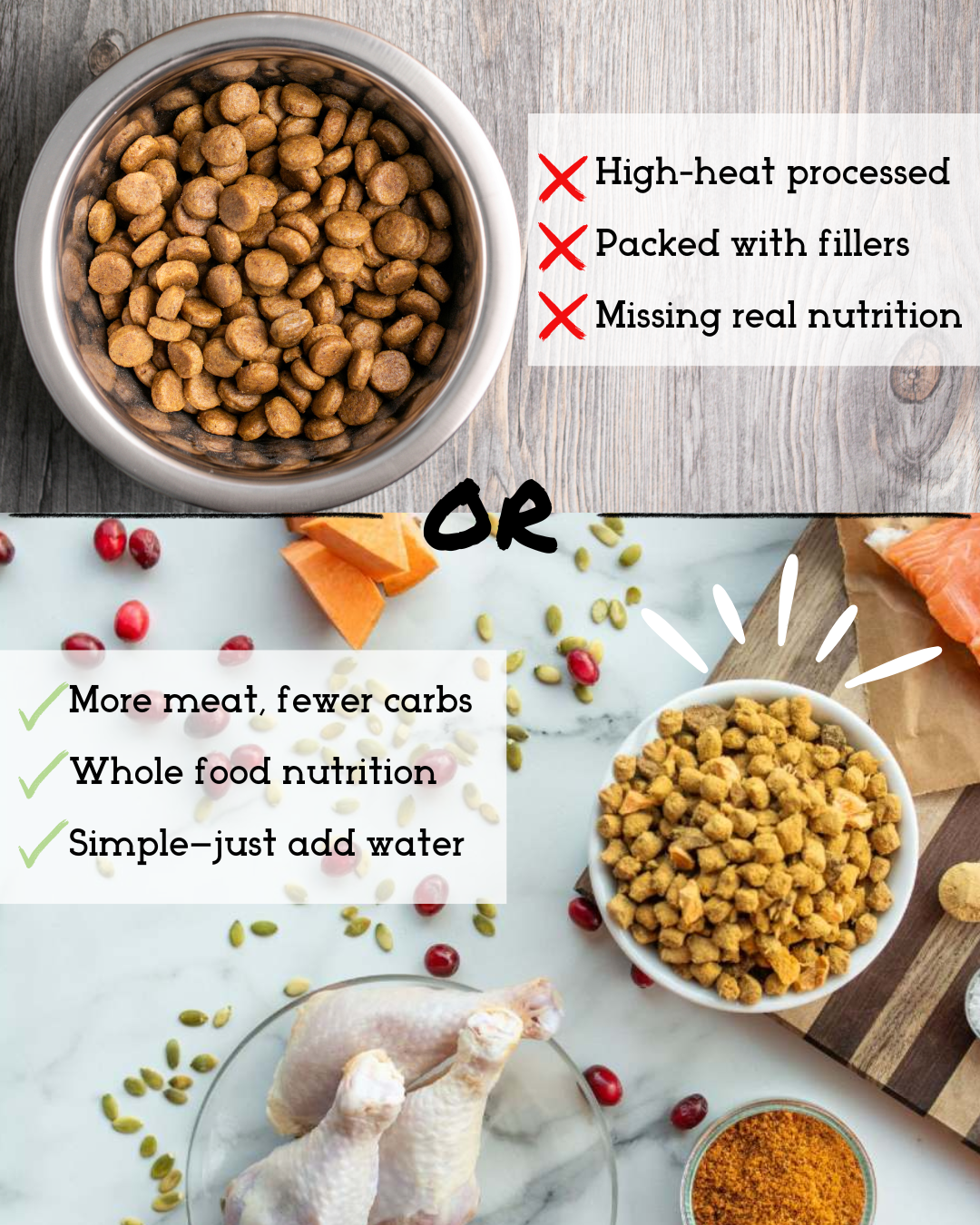 Simple Food Project Facebook ad: Ditch the Fillers. Feed Real.