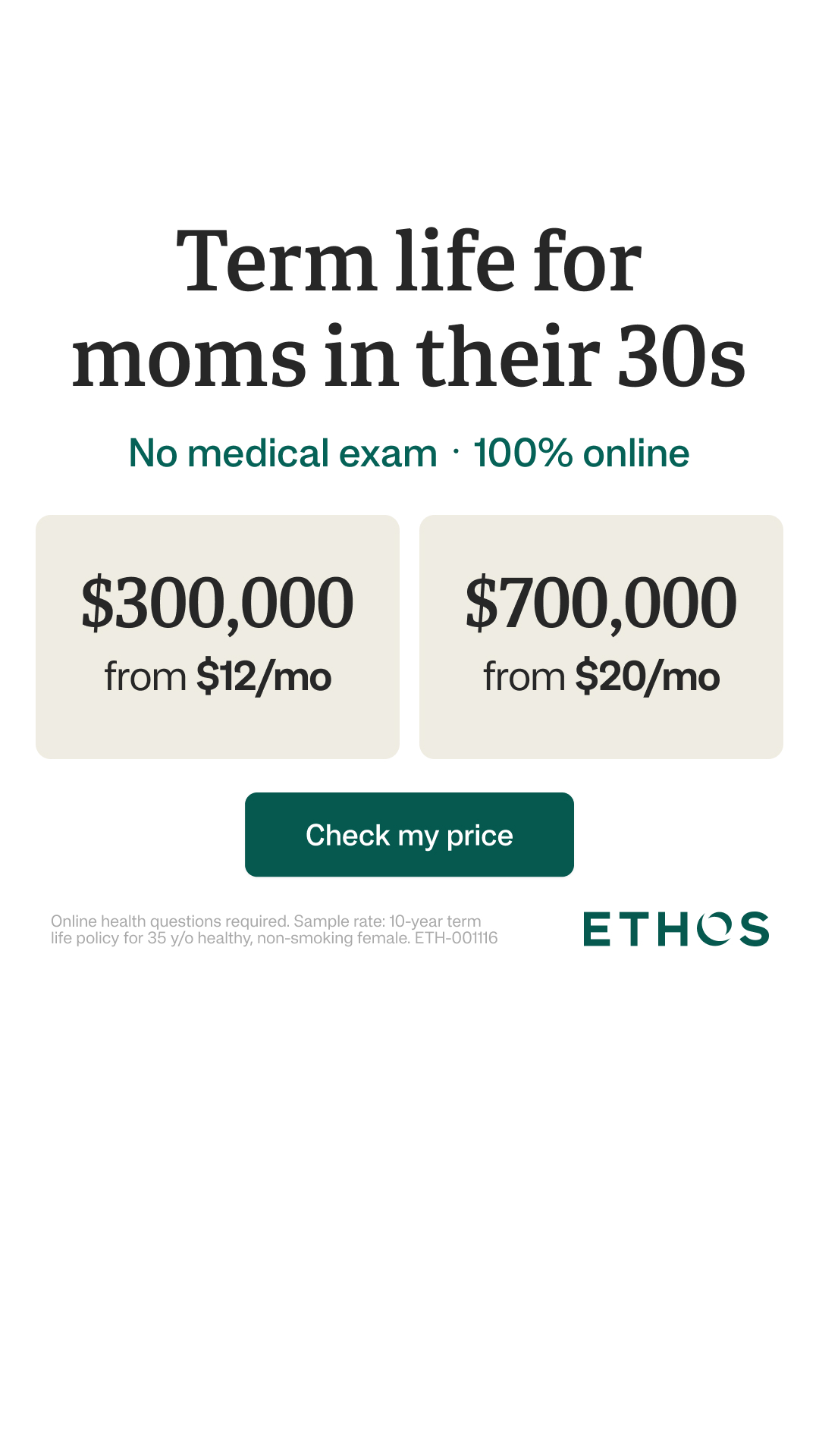 Ethos Facebook ad