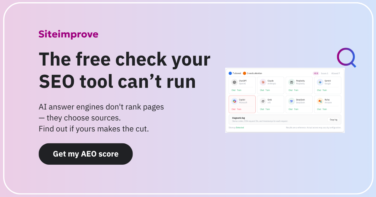 Siteimprove Facebook ad: Your rankings look fine. But your AI visibility might not