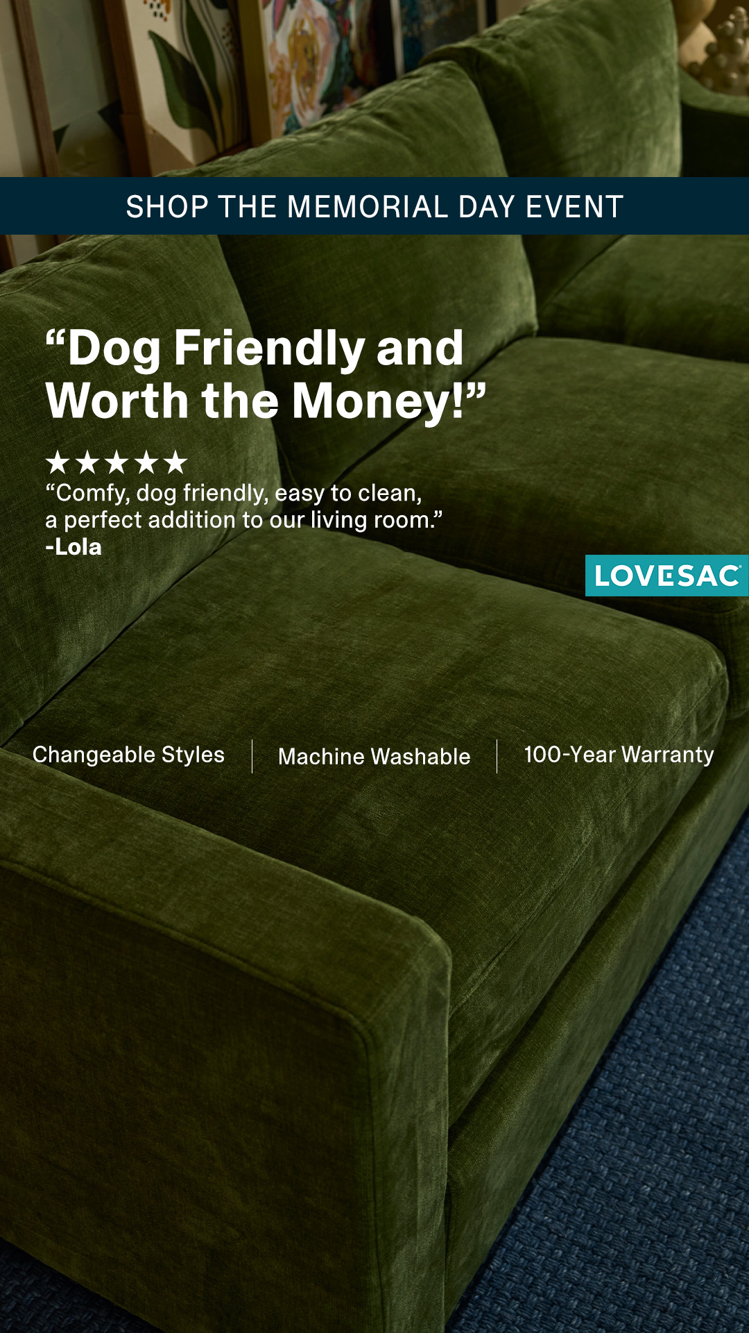Lovesac Facebook ad from May 15, 2026
