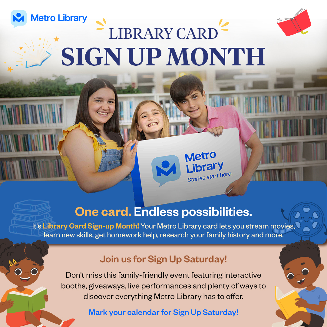 Metropolitan Library System Facebook ad: Your library card unlocks more than books.