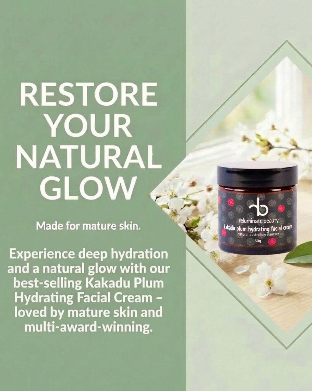 Reluminate beauty Facebook ad