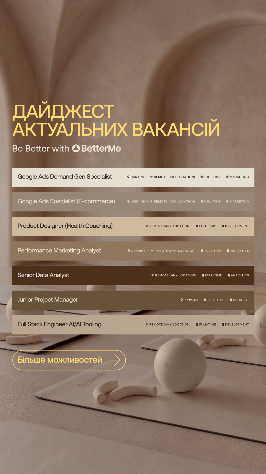 Team BetterMe Facebook ad: Нові вакансії вже чекають. Дайджест за серпень