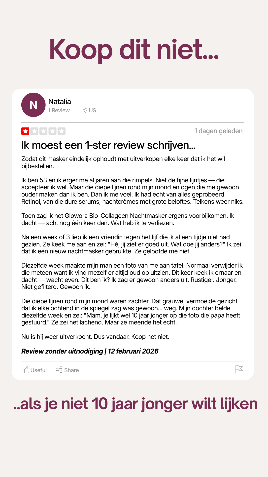 Kim Jonkers Facebook ad