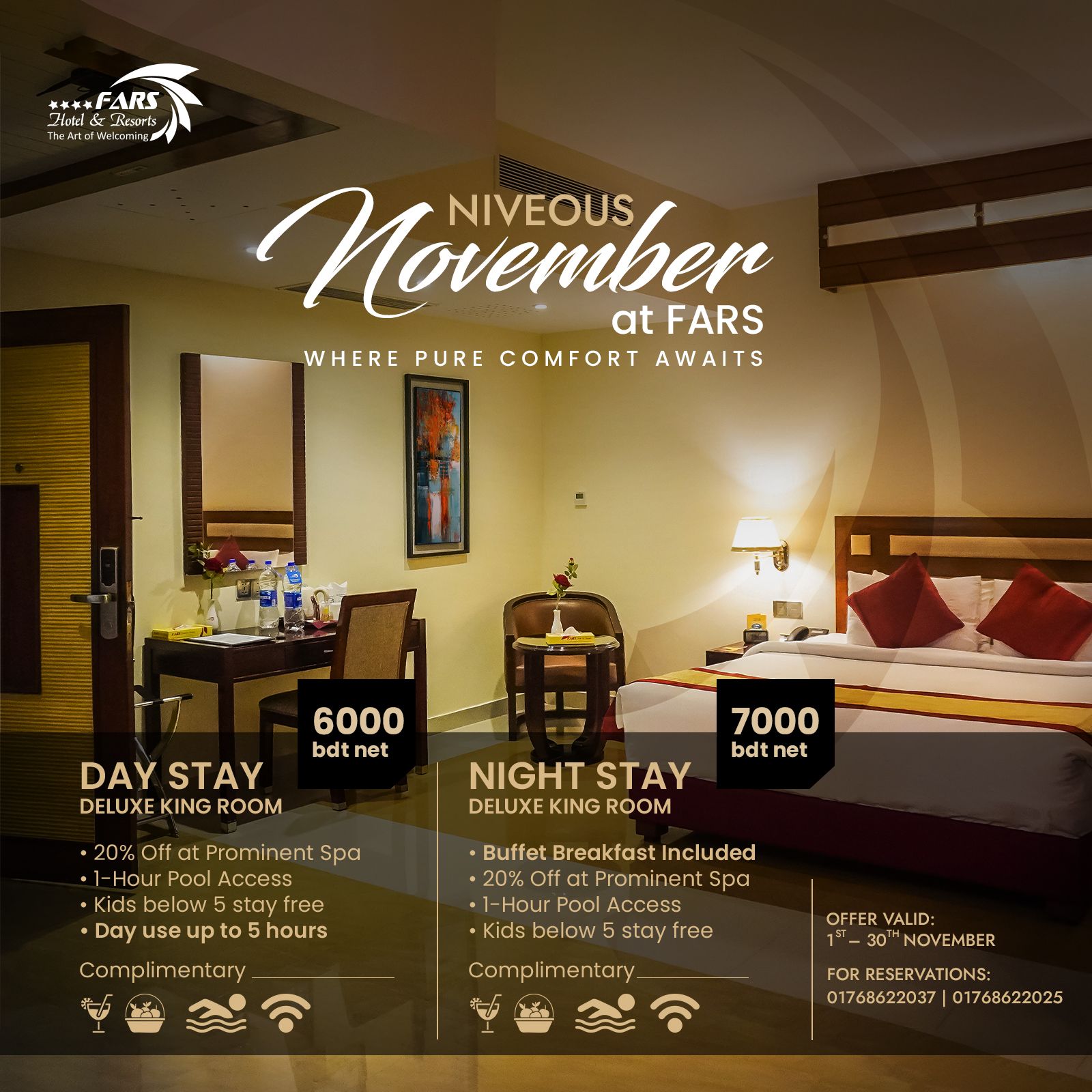 FARS Hotel & Resorts Ltd. Facebook ad: Niveous November at Fars, Where Pure Comfort Awaits