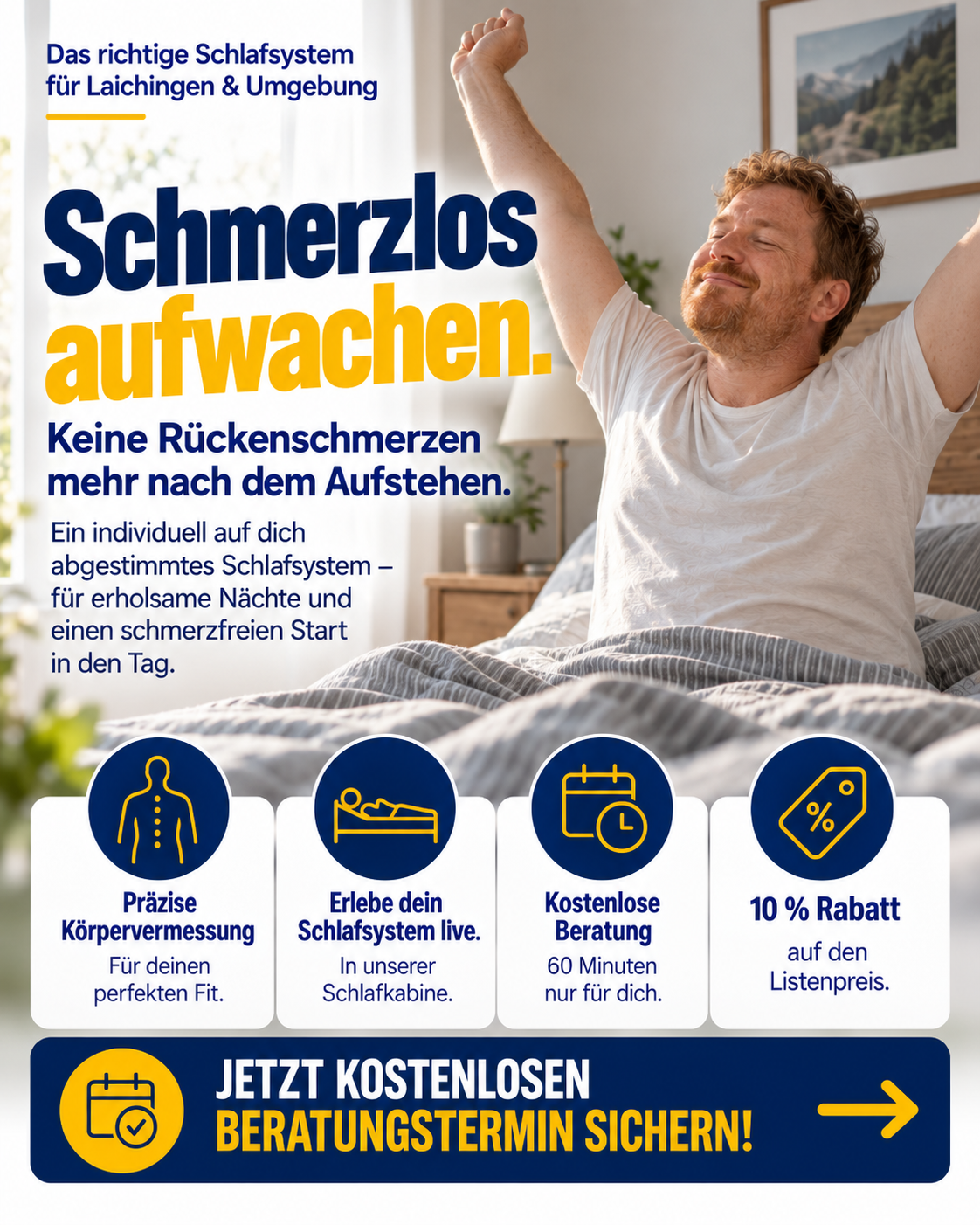 Betten-Striebel Laichingen Facebook ad: Rückenschmerzen trotz Schlaf?