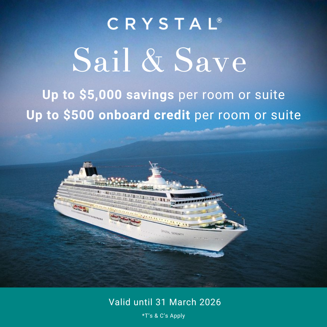 Cruises International Facebook ad: Sail & Save with Crystal Cruises!