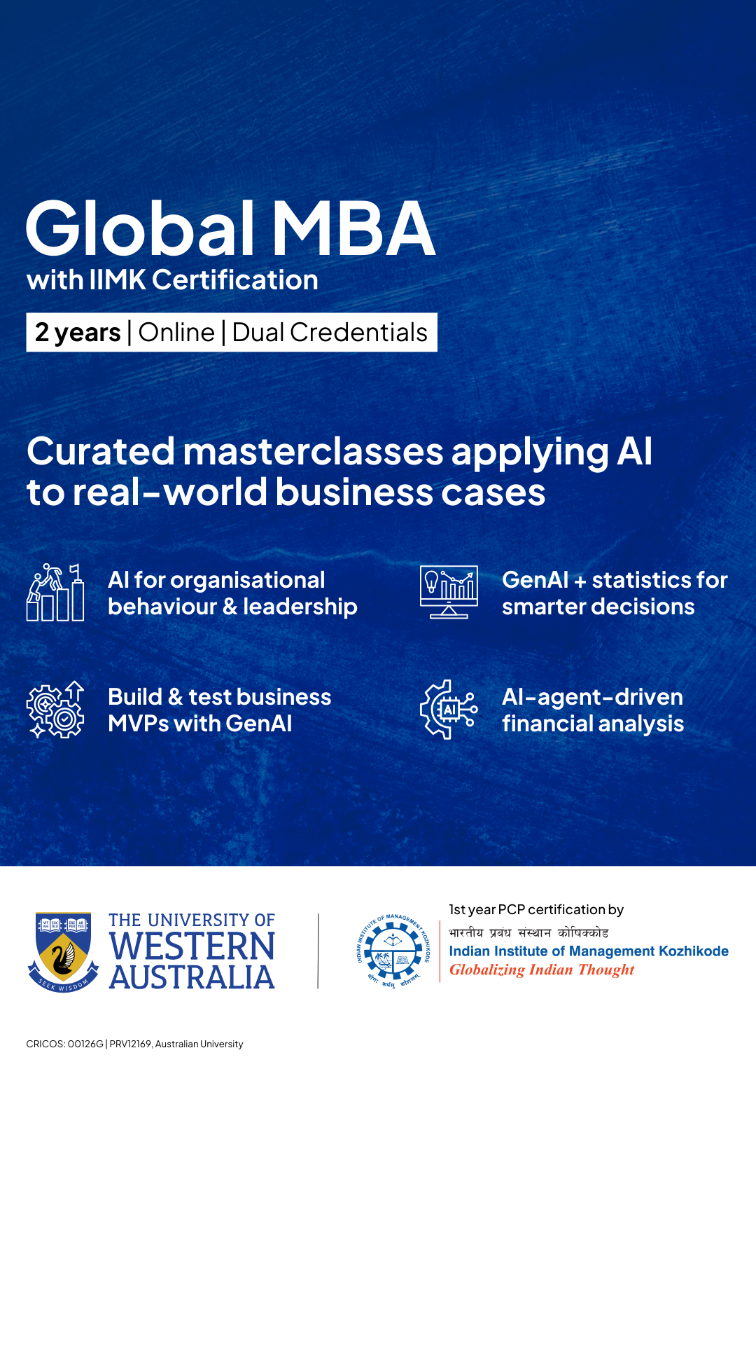 UWA Global MBA with IIM Kozhikode Certification Facebook ad