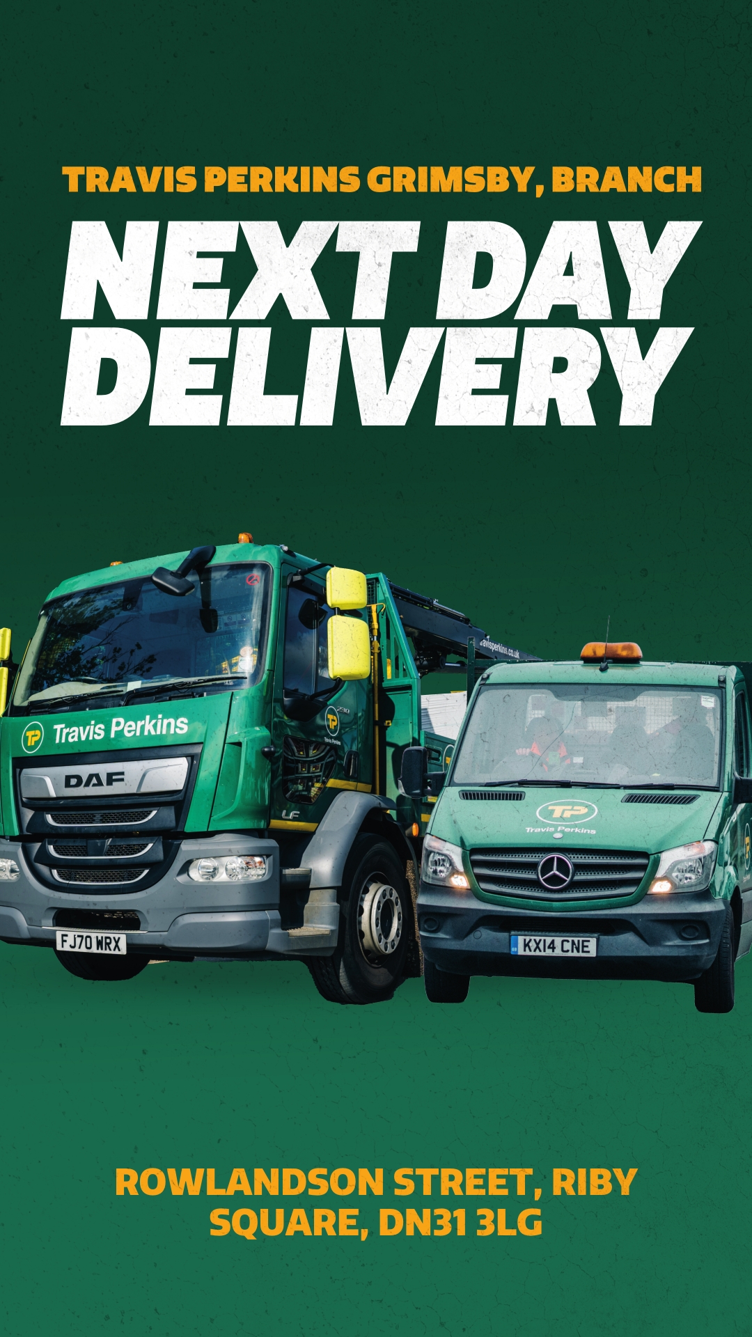 Travis Perkins Facebook ad: Order Today. Delivery Tomorrow
