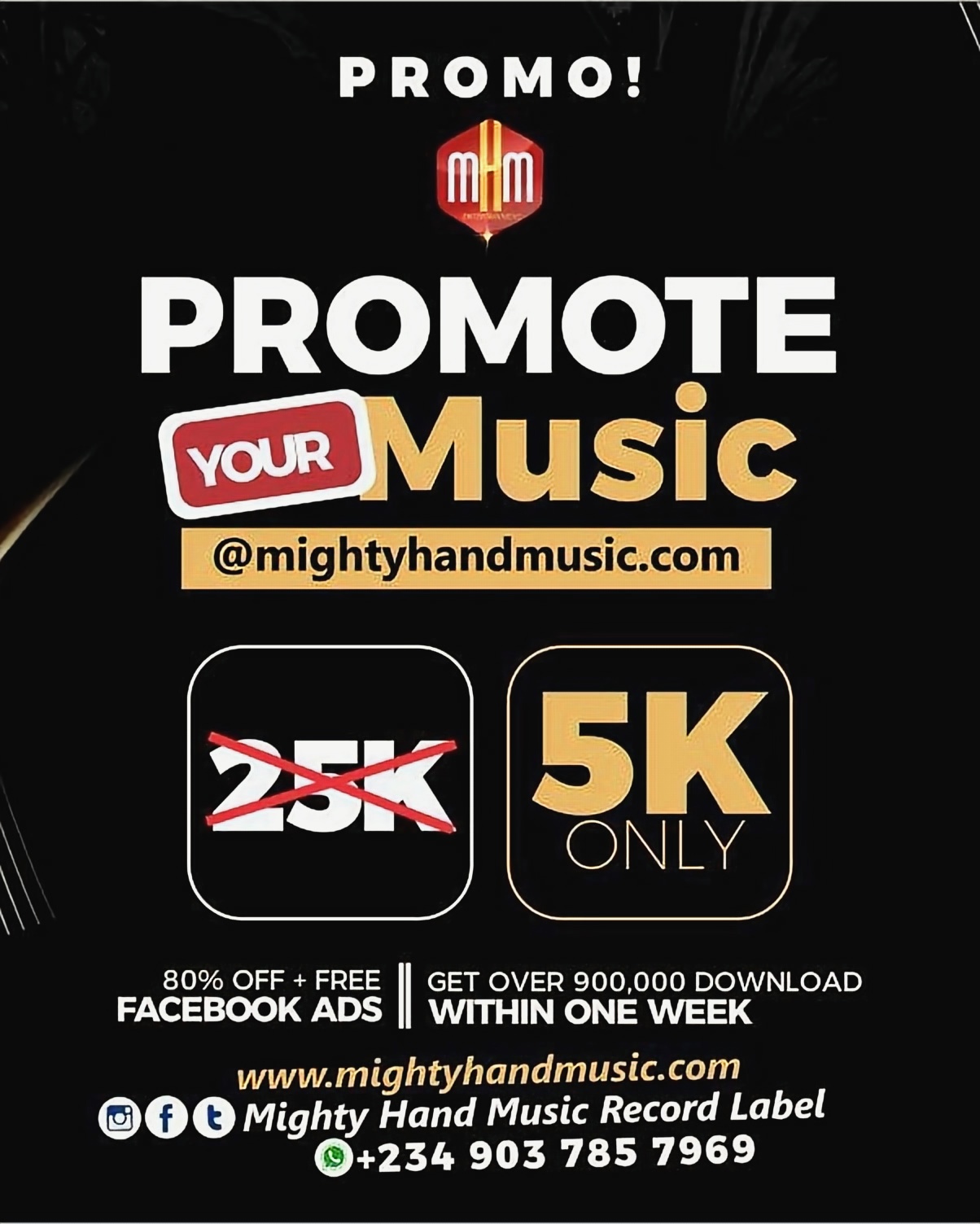 Mighty Hand Music Record label Facebook ad: Chat in Messenger