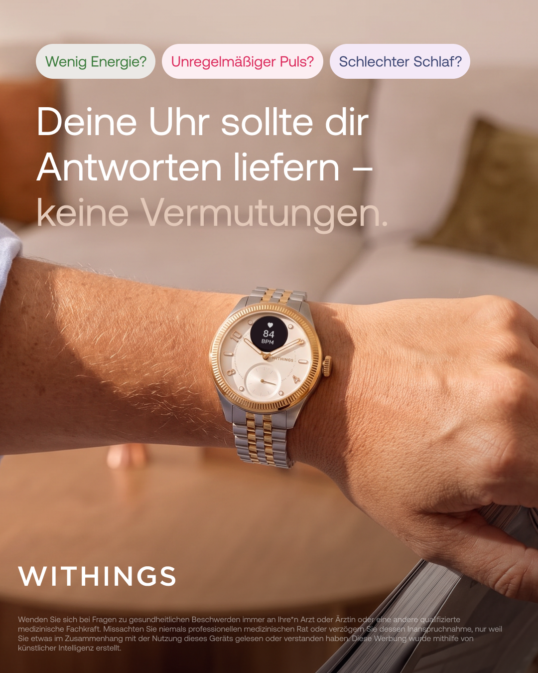 Withings Facebook ad: Zurück aus dem Urlaub und voller Energie?