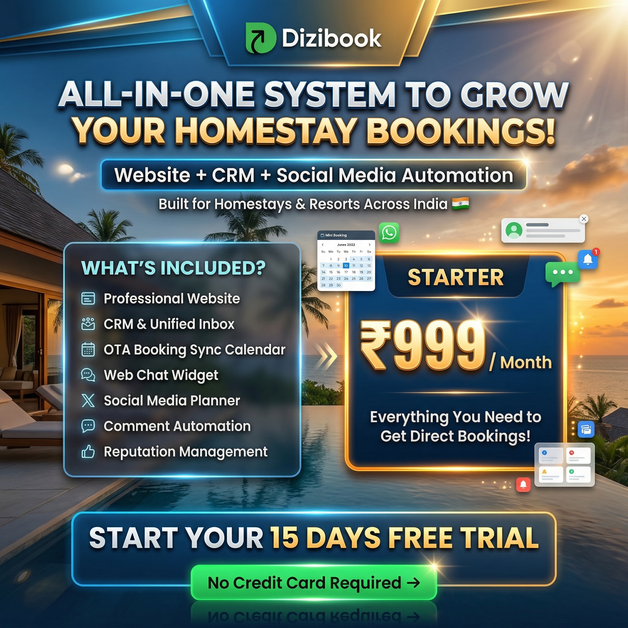 Dizibook Facebook ad: Everything Your Homestay Needs