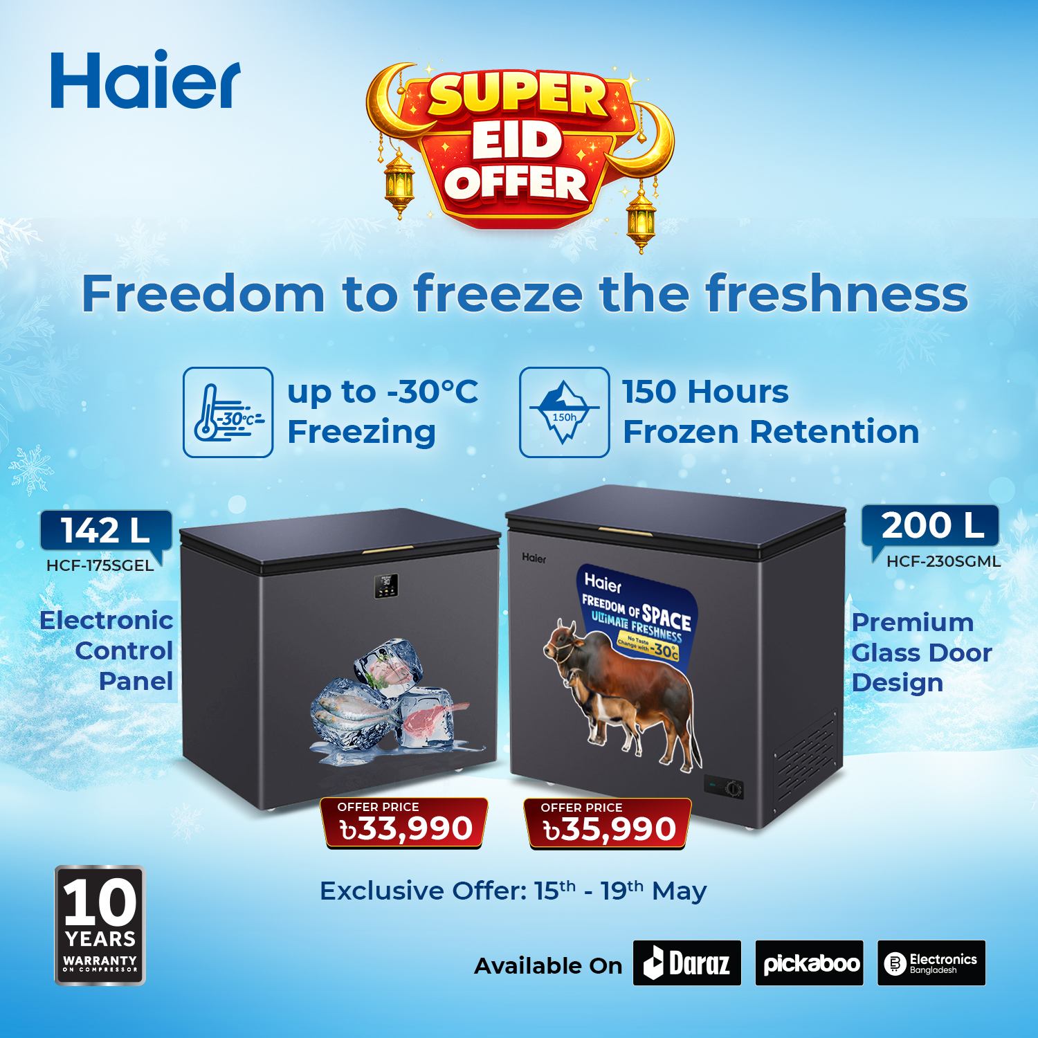 Haier Facebook ad: Ultimate freedom to freeze the freshness starts with…