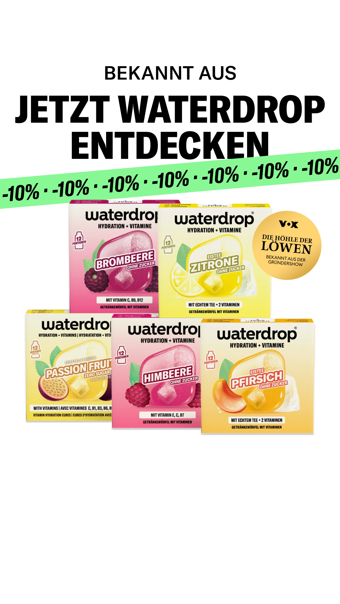 waterdrop Facebook ad: Eine löwenstarke Erfrischung!