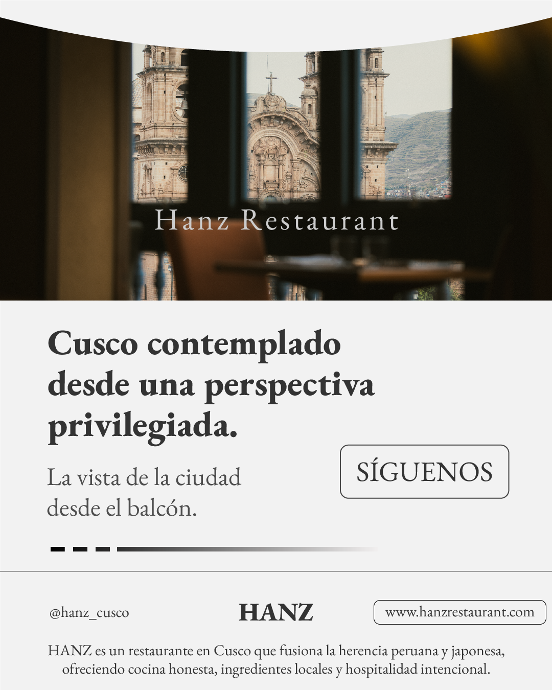 Hanz Facebook ad: Quien recorre Cusco sabe elegir.