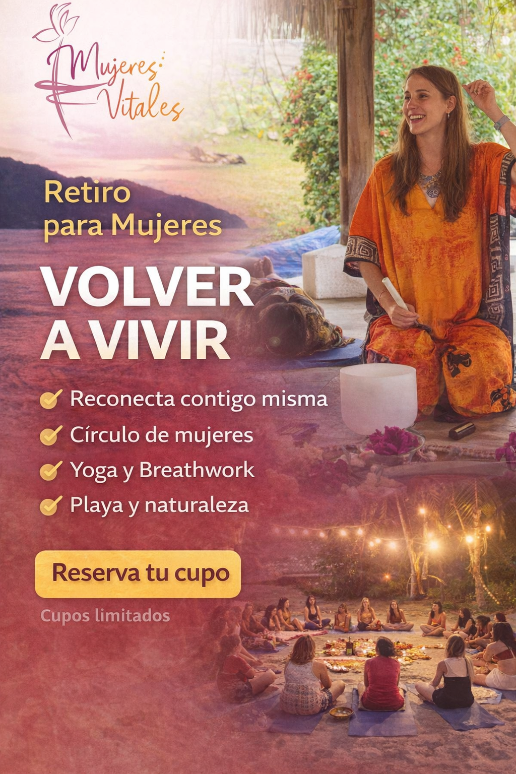 Mujeres Vitales Facebook ad: TU PAQUETE COMPLETO DE TRANSFORMACIÓN EN EL CARIBE