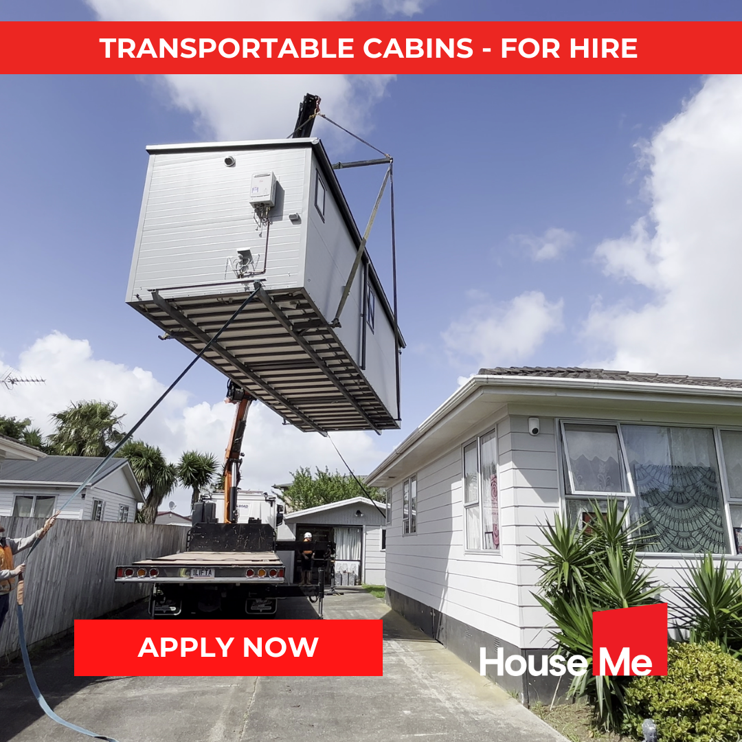 HouseMe Transportable Homes Facebook ad: Rent Tiny Home NZ