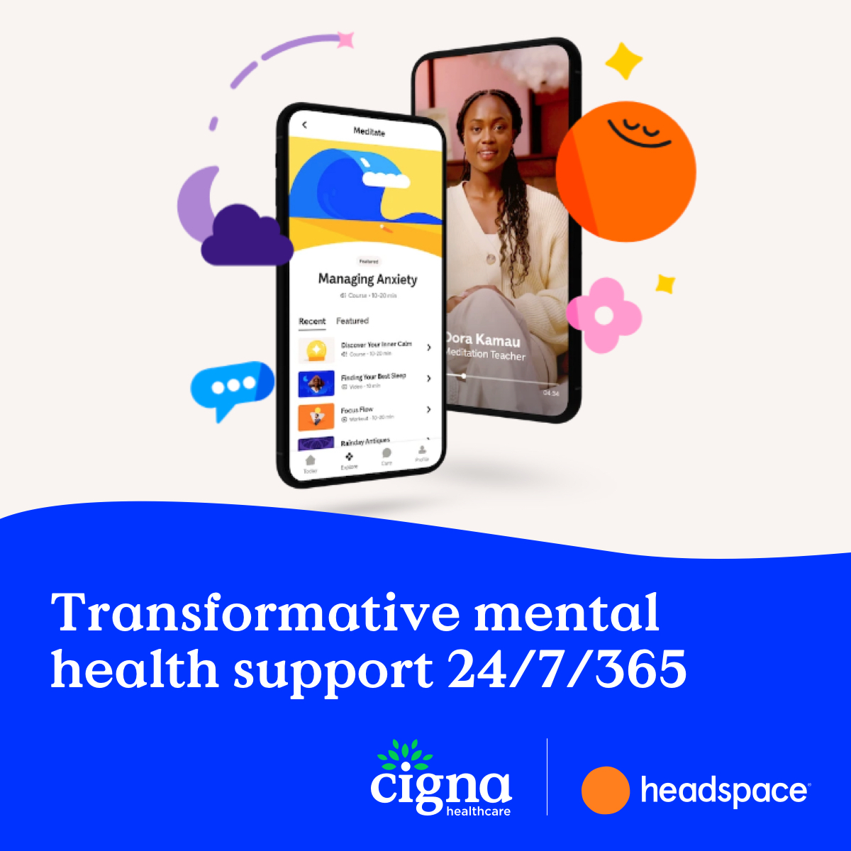 Cigna Healthcare International Health Facebook ad: Transformative mental health support 24/7/365