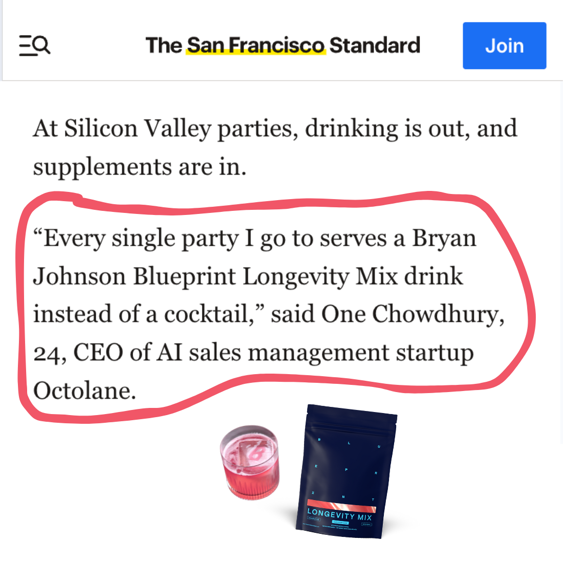 Blueprint Longevity Facebook ad