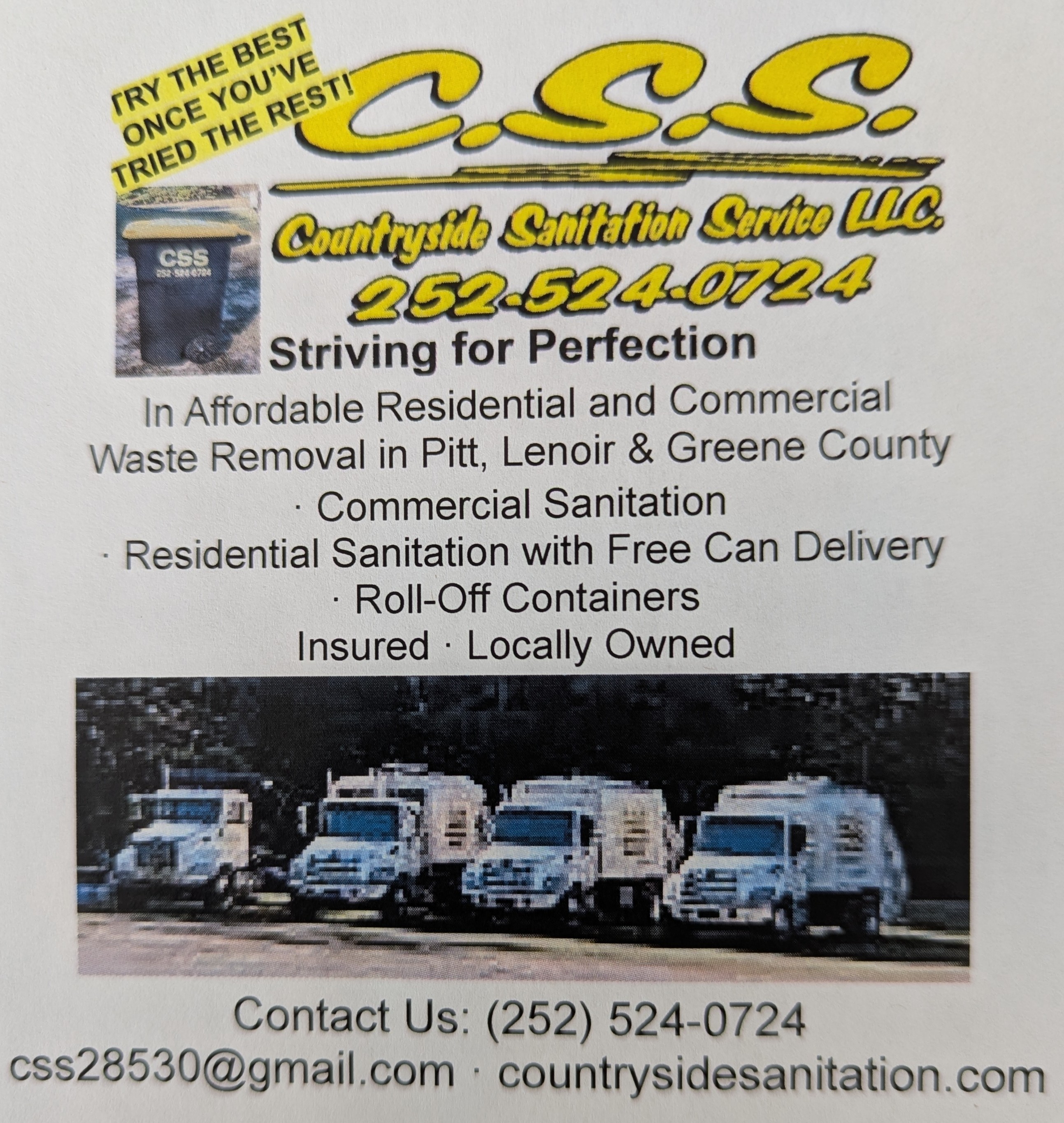 Countryside Sanitation Service Facebook ad: CSS is a locally, family owned and operated…