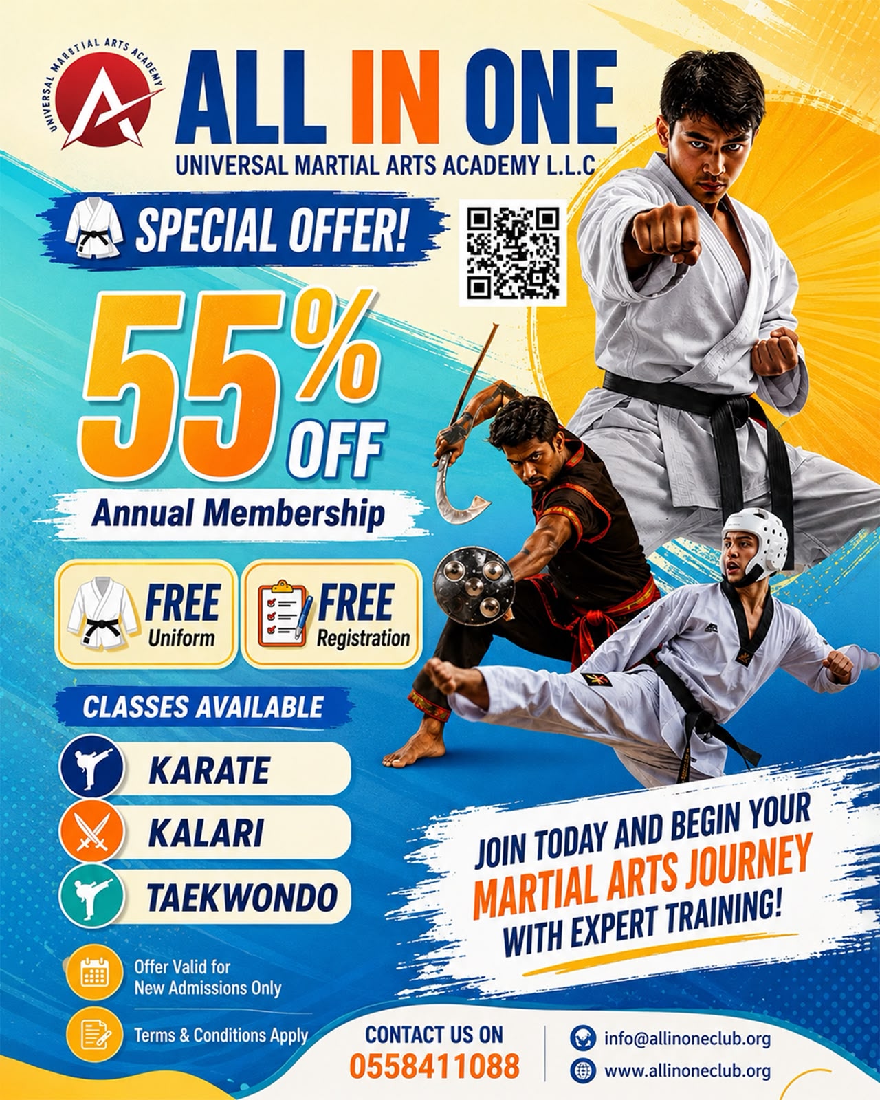 All In One Universal Martial Arts Academy LLC Facebook ad from Jul 3, 2026