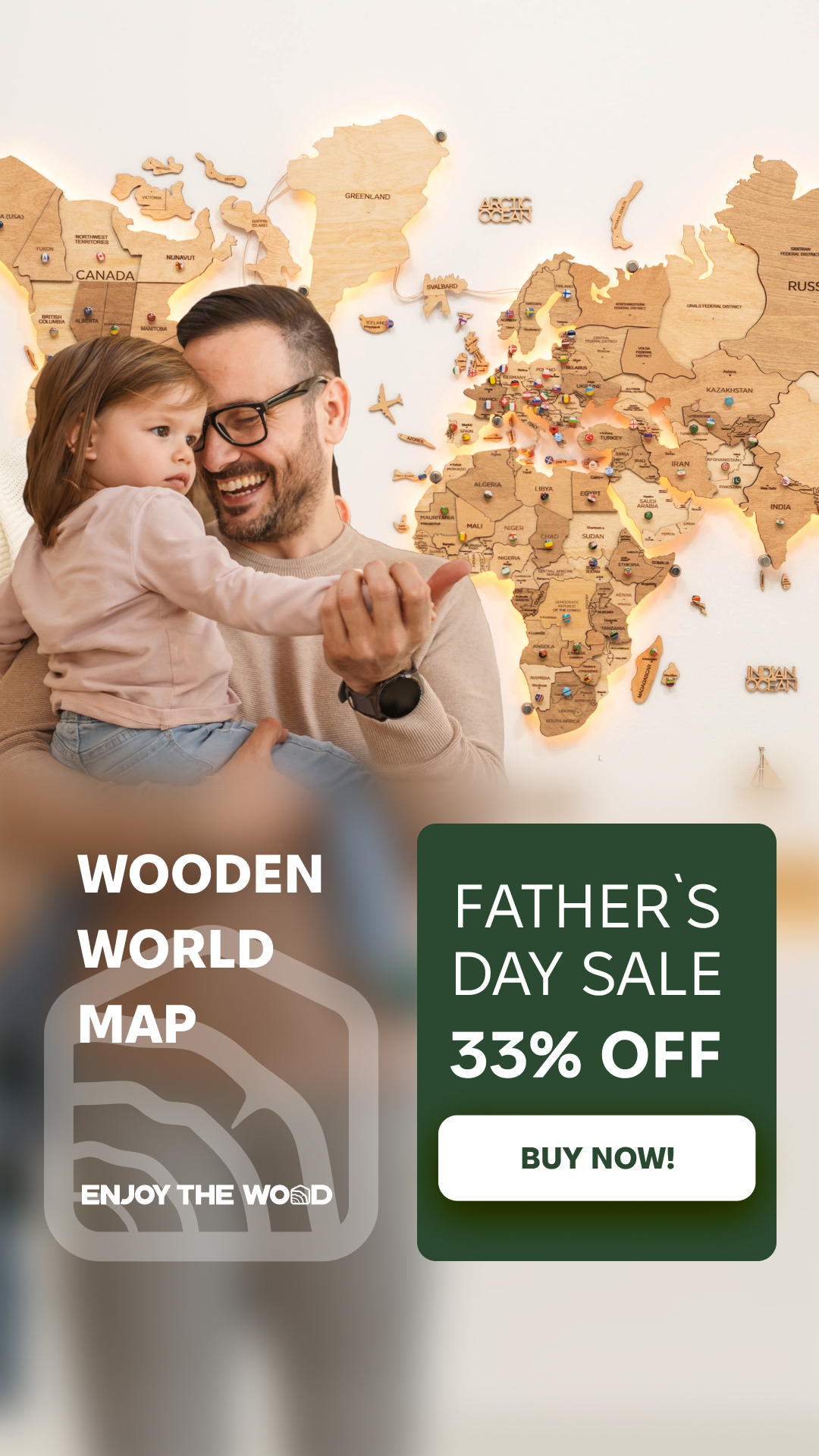 Wooden World Maps Facebook ad