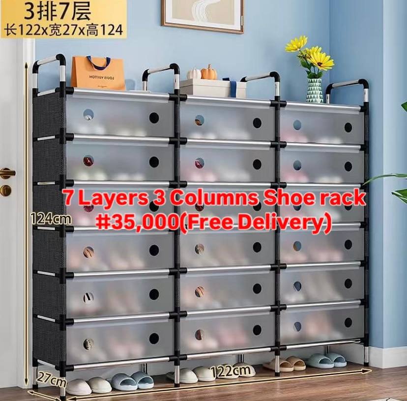 General Merchandise by Slick Facebook ad: 7-Layer, 3-Column Dust-Proof Shoe Rack!