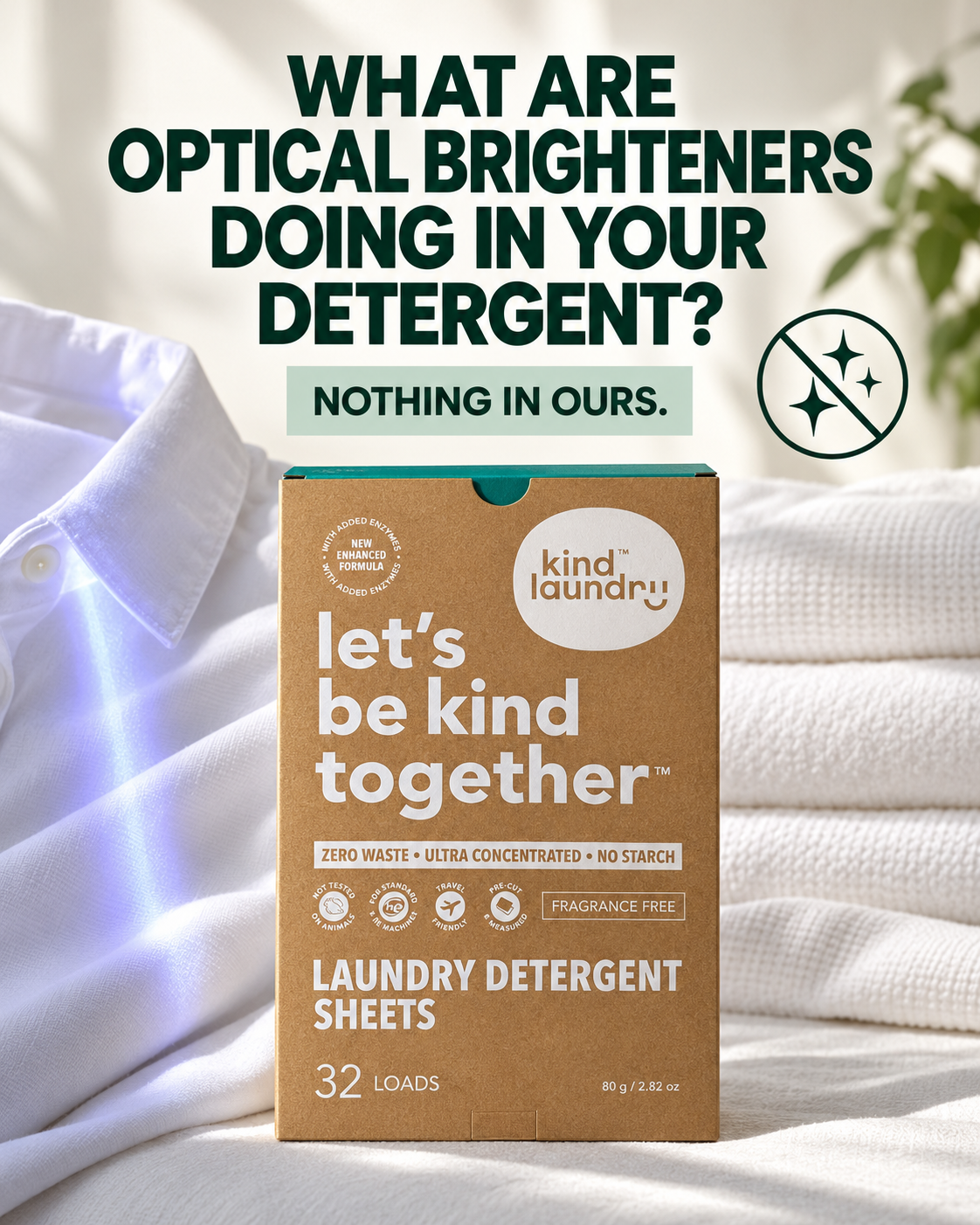 Kind Laundry Facebook ad: Your whites shouldn't need a UV trick to look clean.