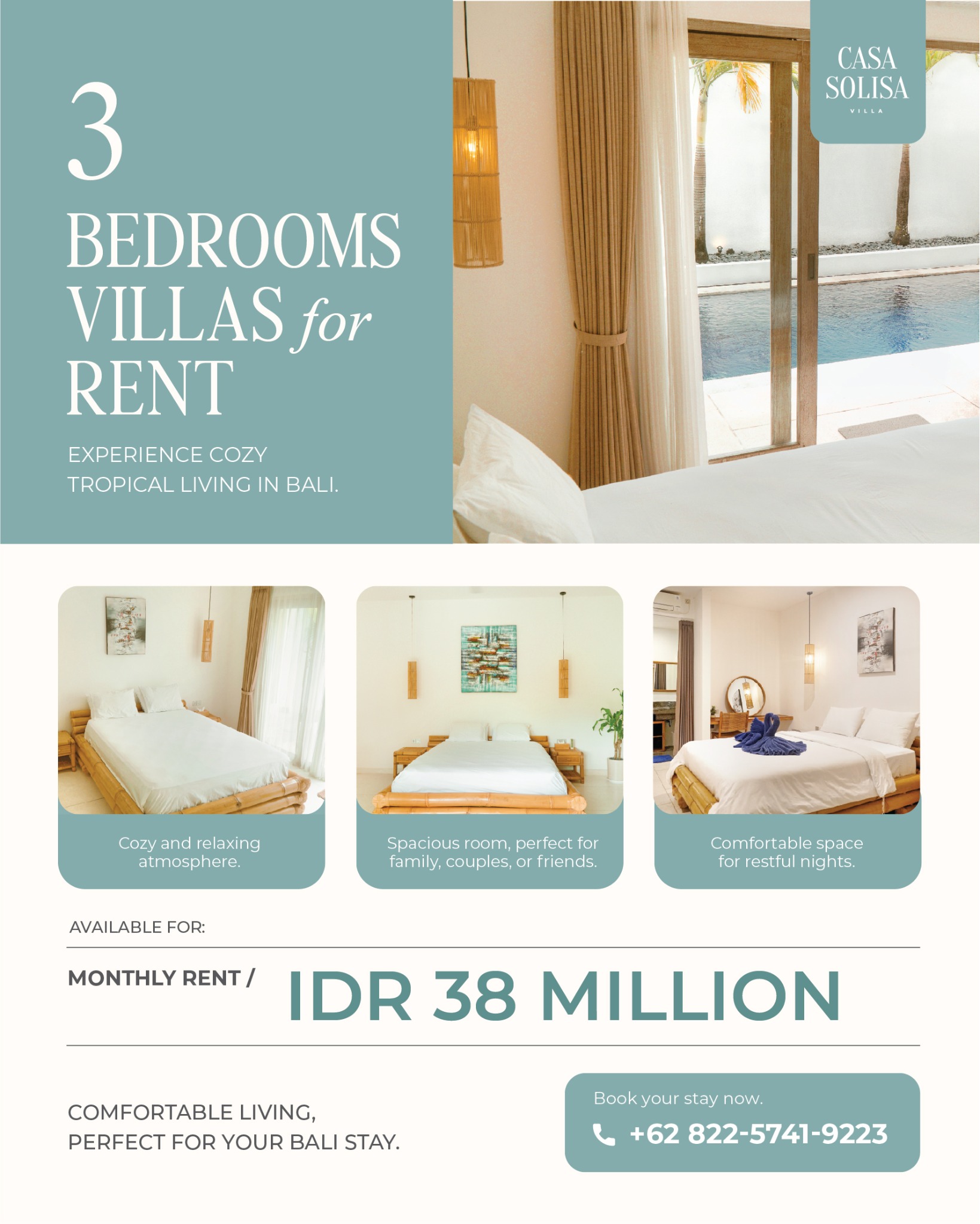Casa Solisa Facebook ad: Rent Your Bali Villa Now