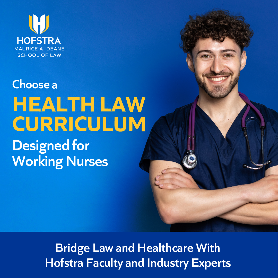 Hofstra Law Facebook ad: Master Health Law, No Legal Detours