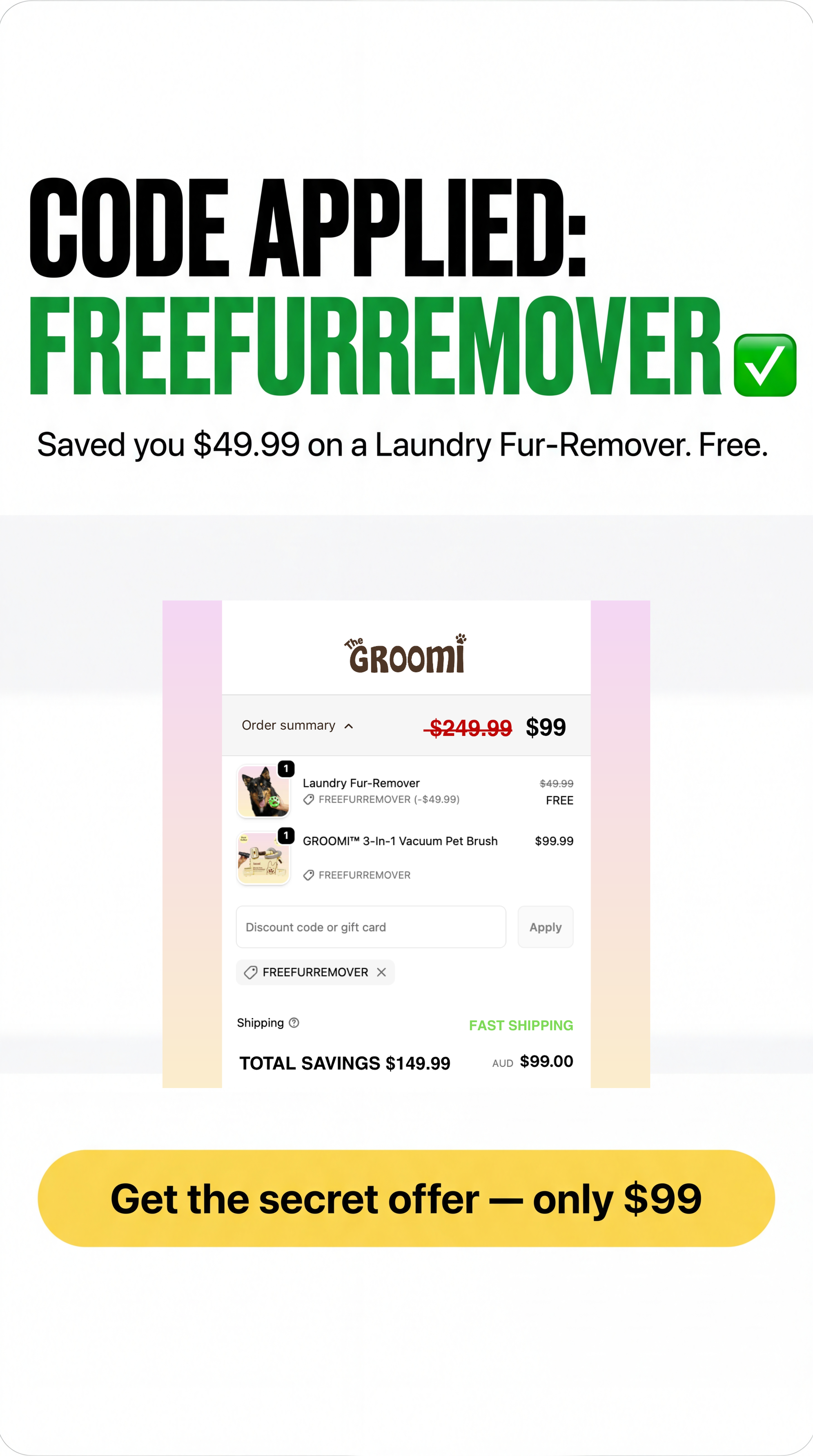 The Groomi Facebook ad