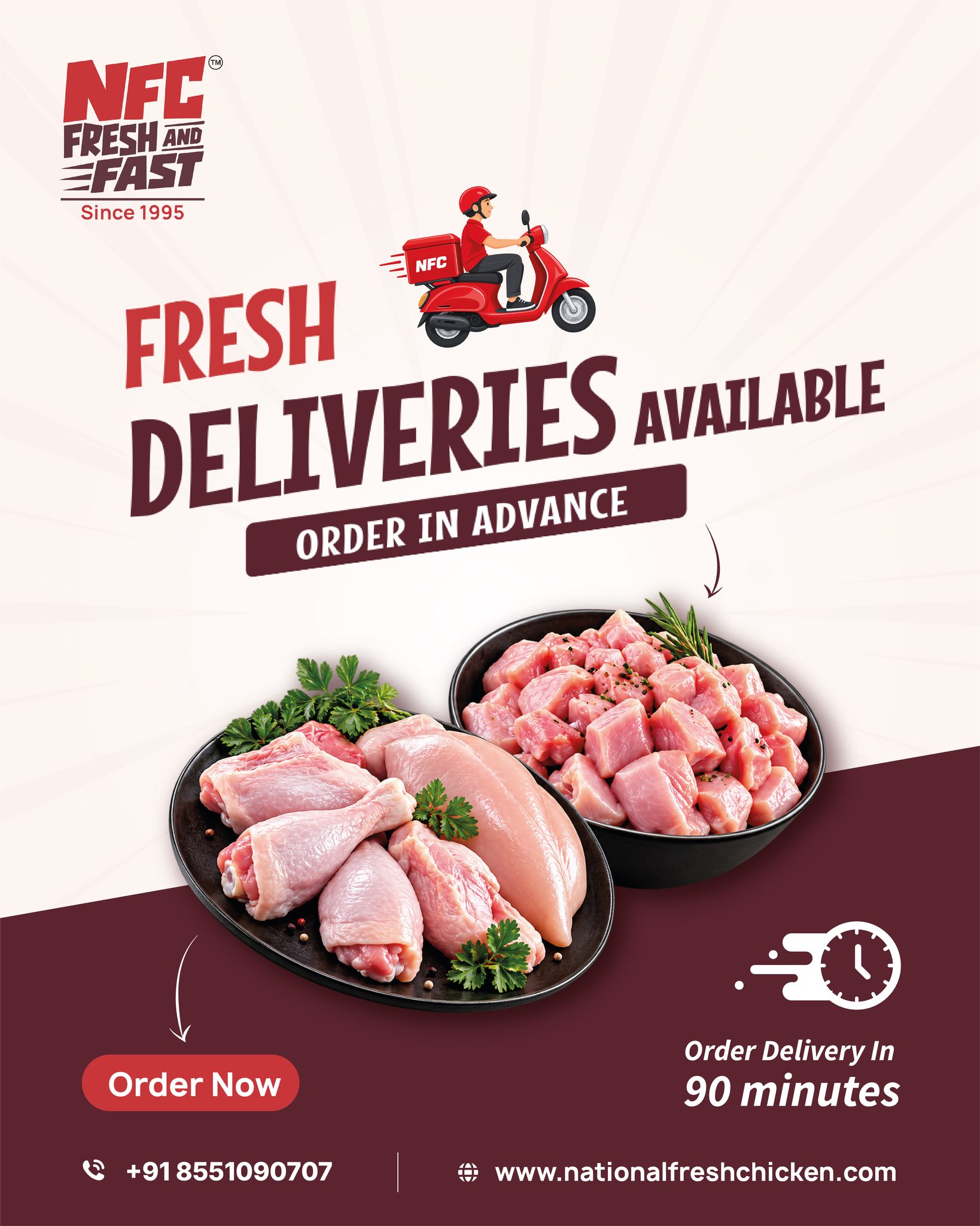National Fresh Chicken Facebook ad: Fresh Chicken Delivered Fresh to Your Door!