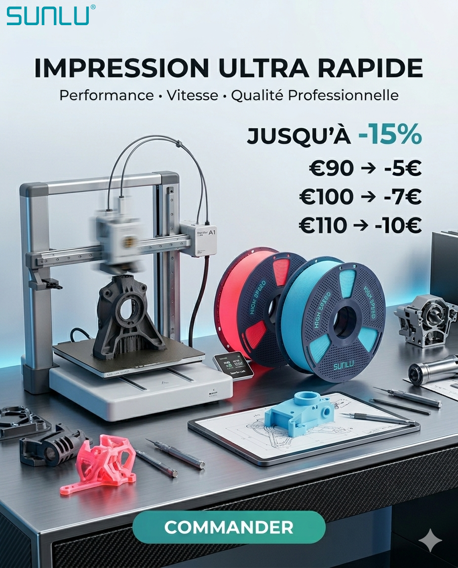 SUNLU FR Facebook ad: SUNLU Semaine Spéciale: L’Esprit du Tennis & l’Innovation 3D