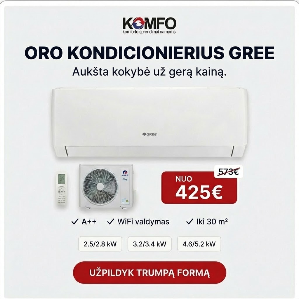 KOMFO - komforto sprendimai namams Facebook ad: Užpildyti trumpą formą