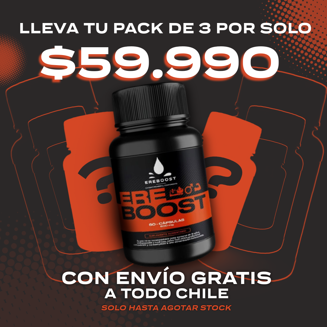 Ereboost Facebook ad: 3 frascos por $59.990, oferta por tiempo limitado