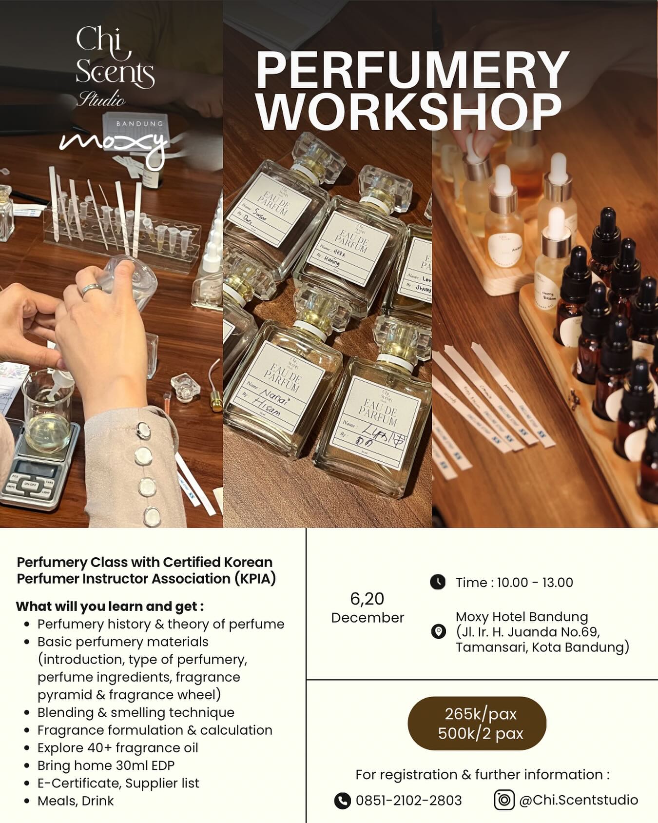 chi.scentstudio Facebook ad: Perfumery Workshop with Certified Instructor in Bandung!