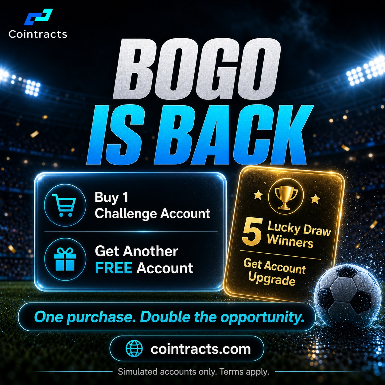 Cointracts Global Facebook ad: Buy 1, Get 3 Chances
