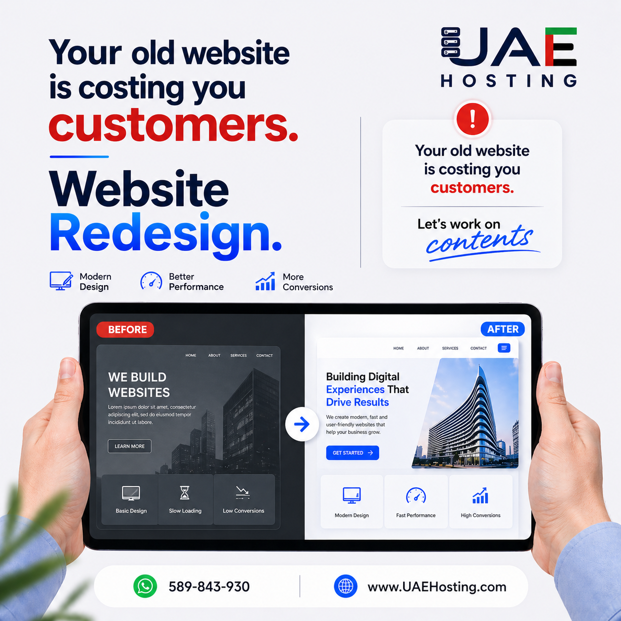 UAE Hosting Facebook ad: Chat with us