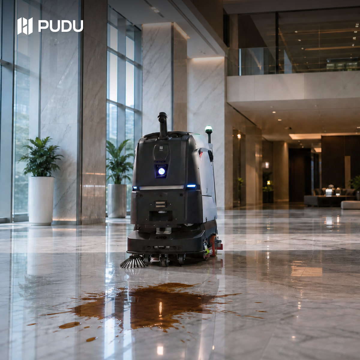 Pudu Robotics Global Facebook ad: PUDU BG1: Large Scrubber-Dryer Robot