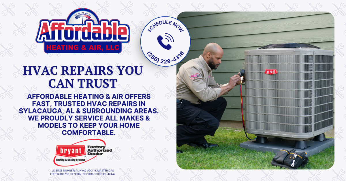 Affordable Heating & Air, LLC Facebook ad: Bryant HVAC Repair