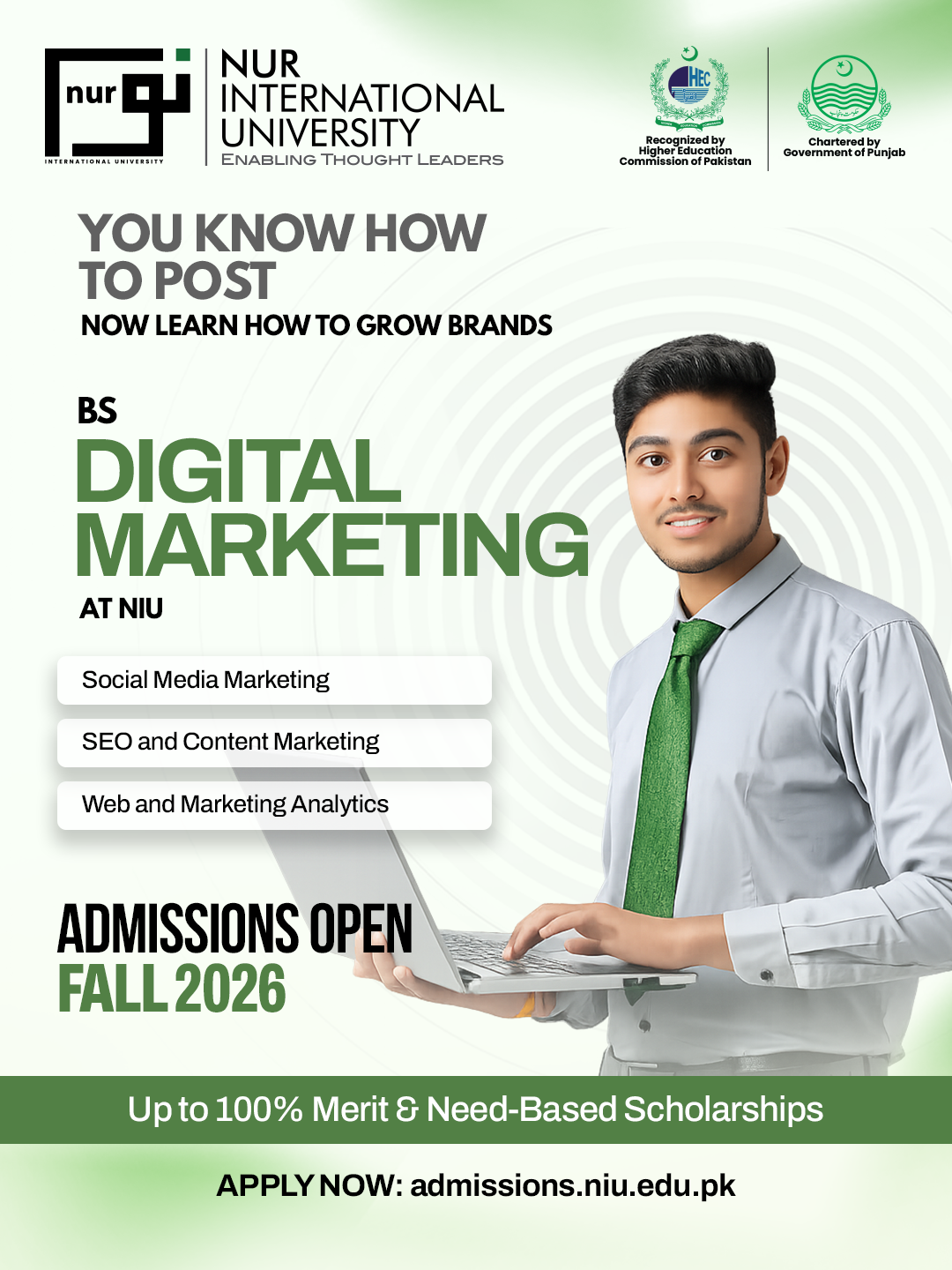 Nur International University, Lahore Facebook ad: Admissions Open Now