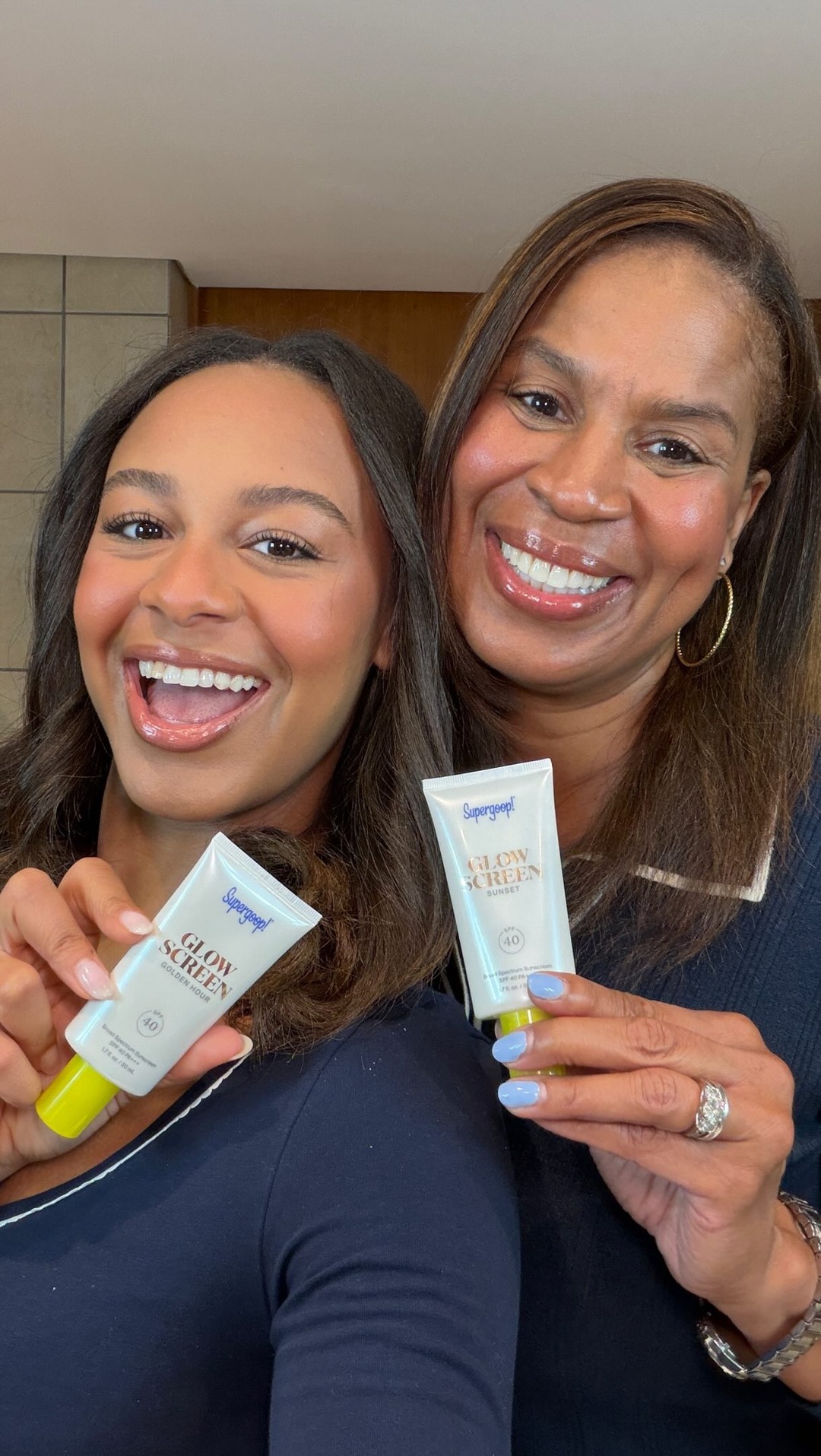 Supergoop Facebook ad: My mom and I are glowing and protected…