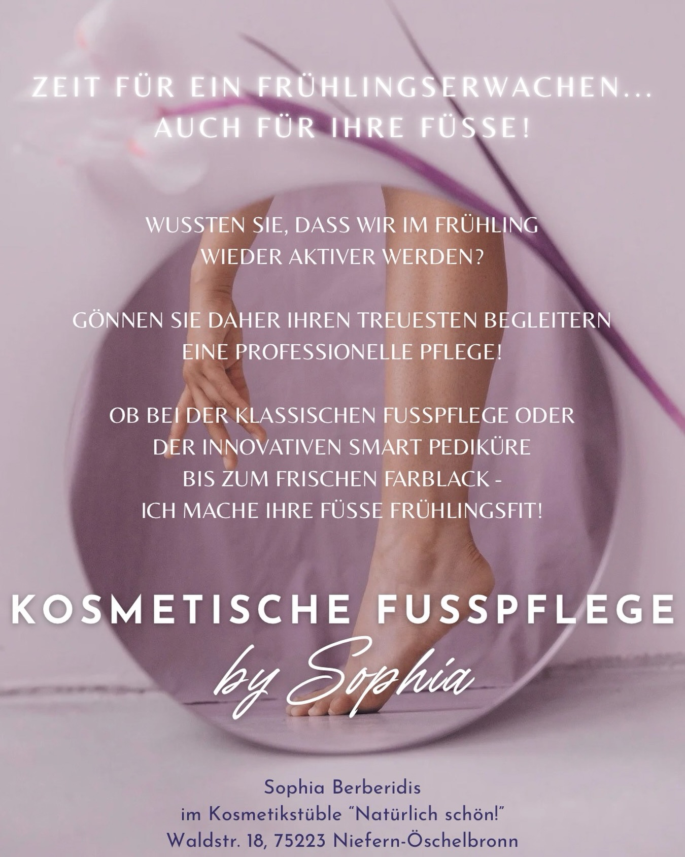 Fusspflege by Sophia Facebook ad: Barfußzeit, offene Schuhe, mehr Bewegung