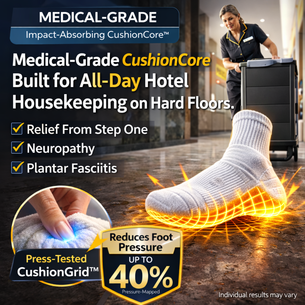 Kya Lively M.D. Facebook ad: Medical-Grade Shock Absorbing Socks for Hard Floors, Long…