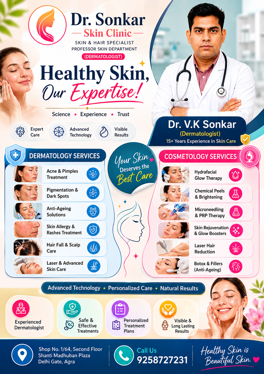 Dr Sonkar Skin Clinic Facebook ad: Expert Skin & Hair Care in Agra